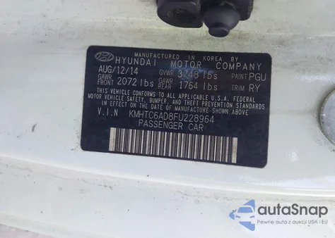 2015 Hyundai Veloster z USA, uszkodzony, nr VIN KMHTC6AD8FU228964